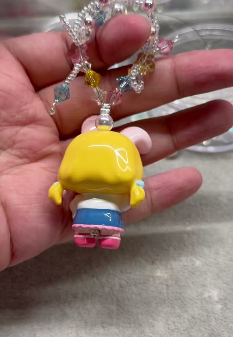 Handmade Beaded Phone Strap with Rabbit Girl Figurine