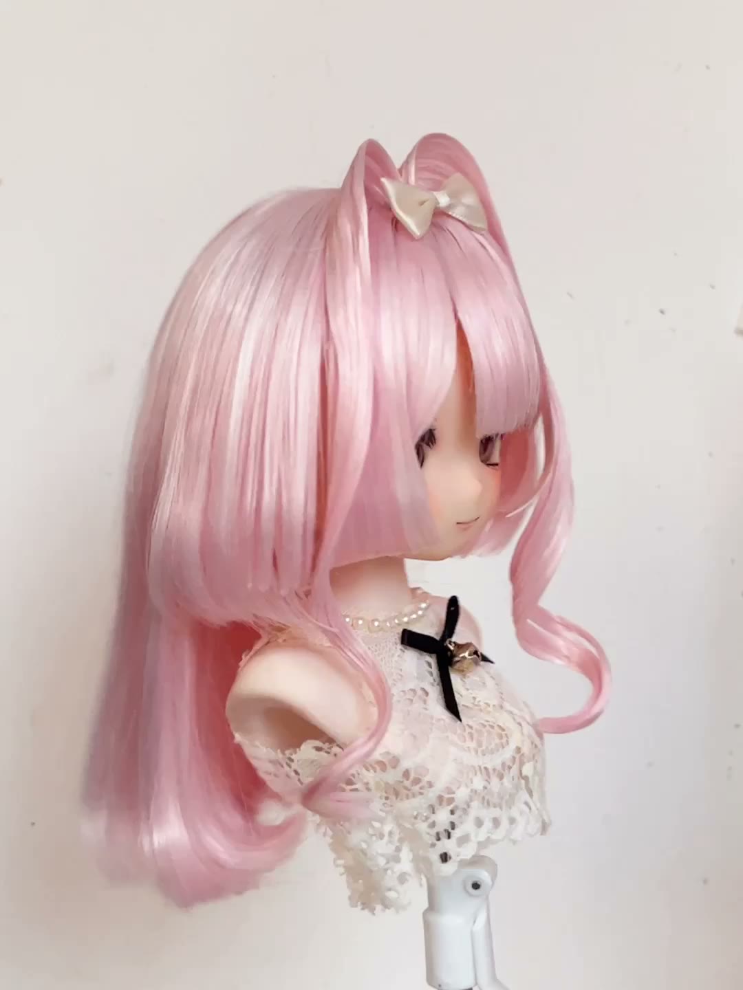 Pastel Pink Gradient Doll Wig with Waves
