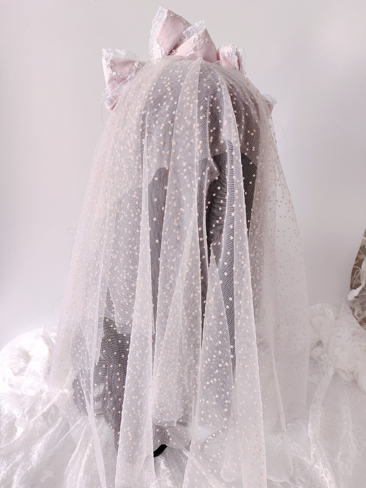 Lolita Bow Headband with Tulle Veil