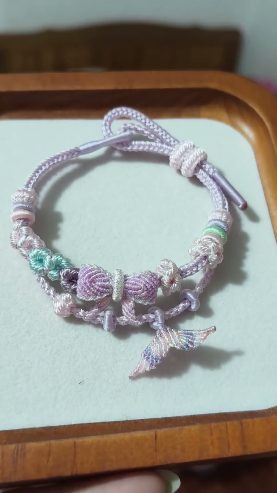 Hand Braided Cord Bracelet Pink Purple Gradient
