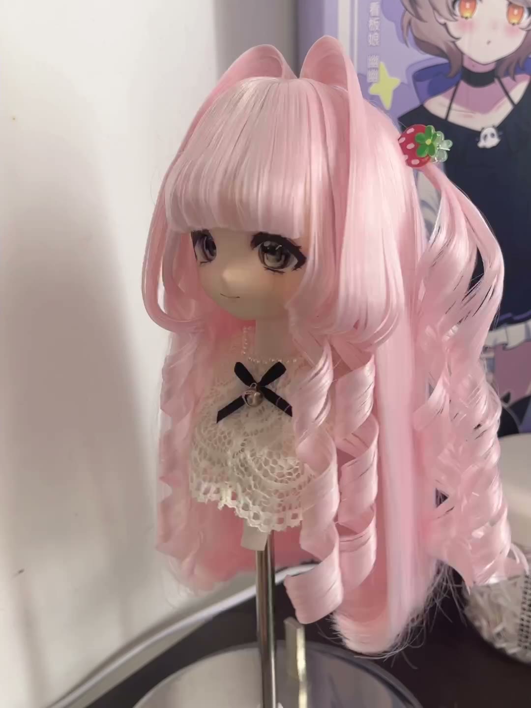 Doll Wig Pastel Pink Twin Tails