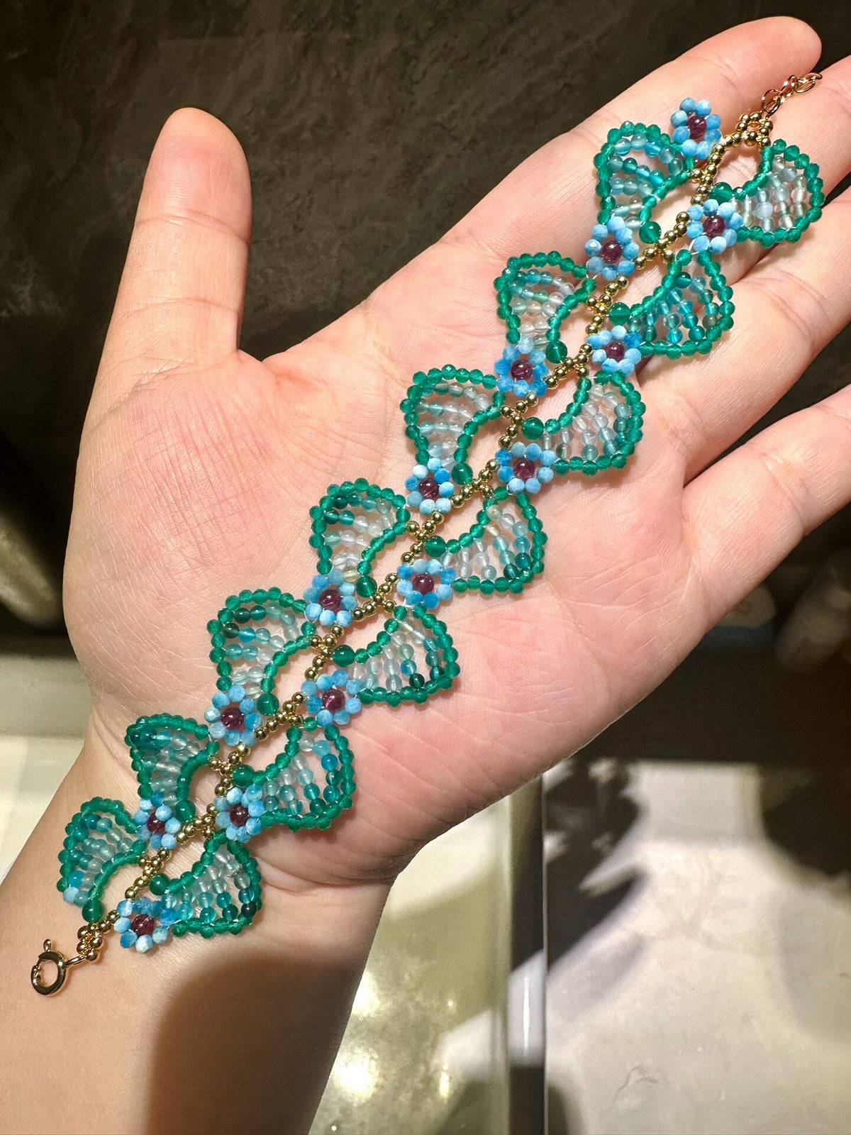 Floral Vine Natural Stone Bracelet 2mm