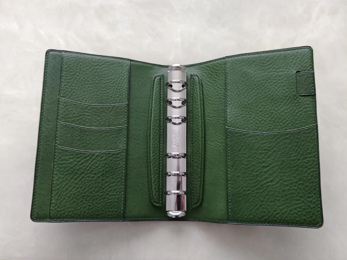 A6 Leather Binder Notebook Dark Green