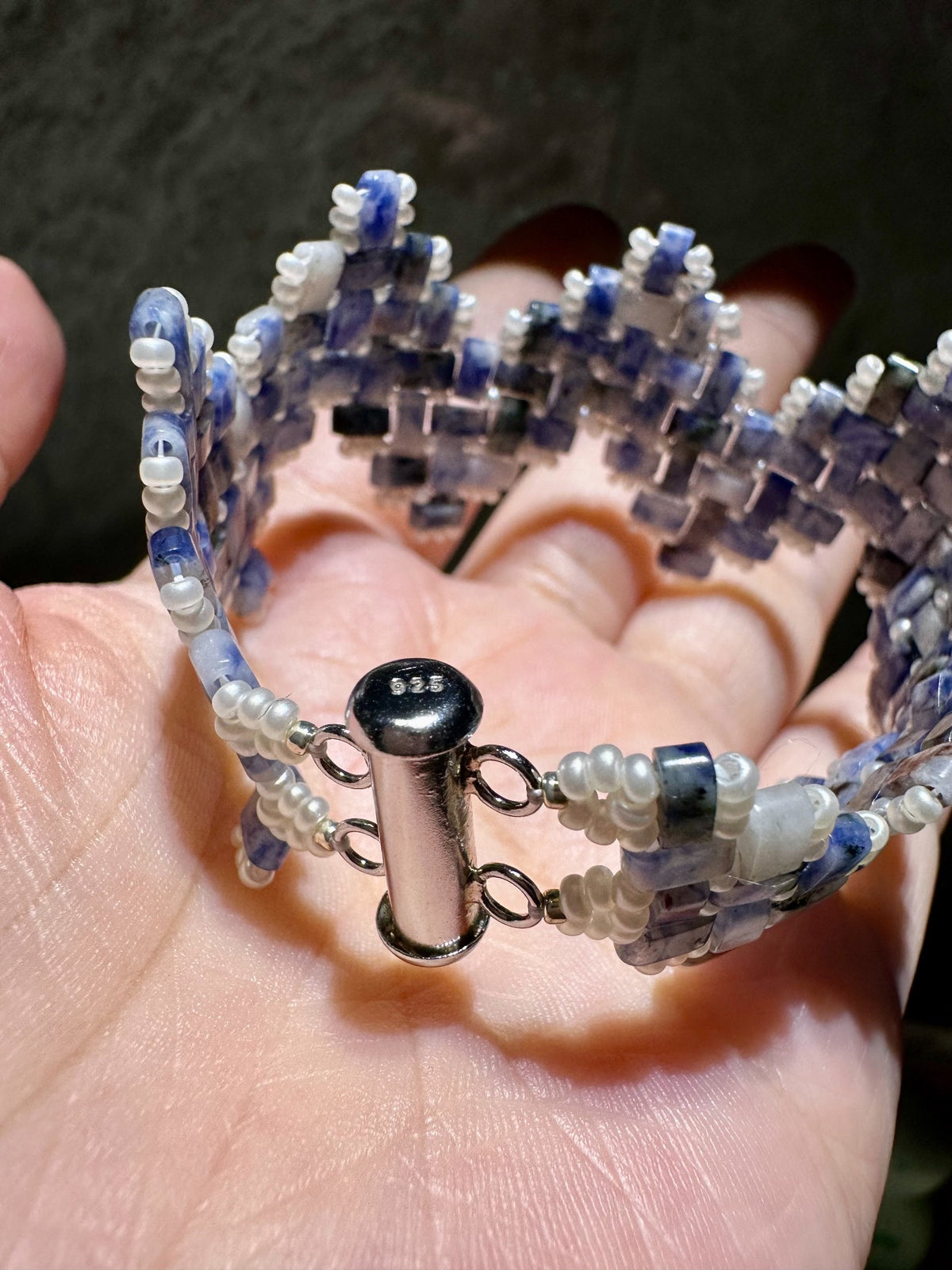Blue Porcelain Stone Pearl Bracelet