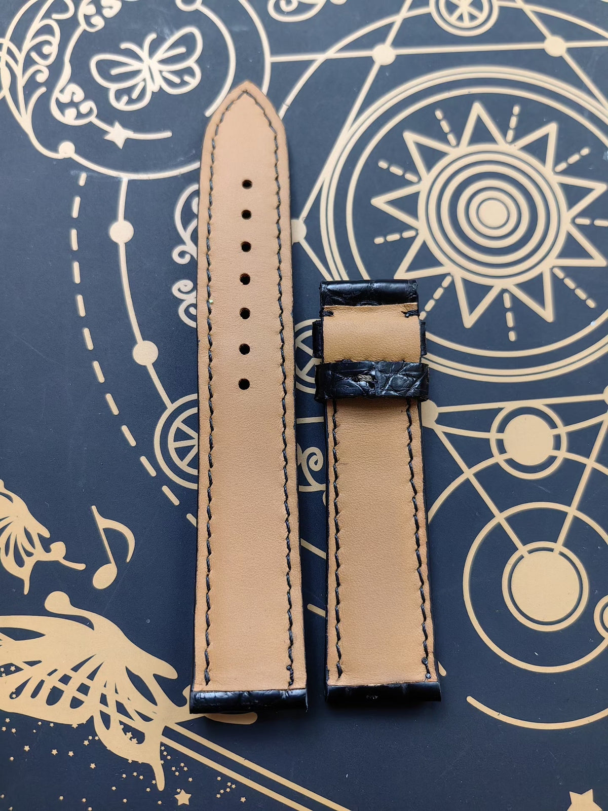 Black Alligator Leather Watch Strap 20mm