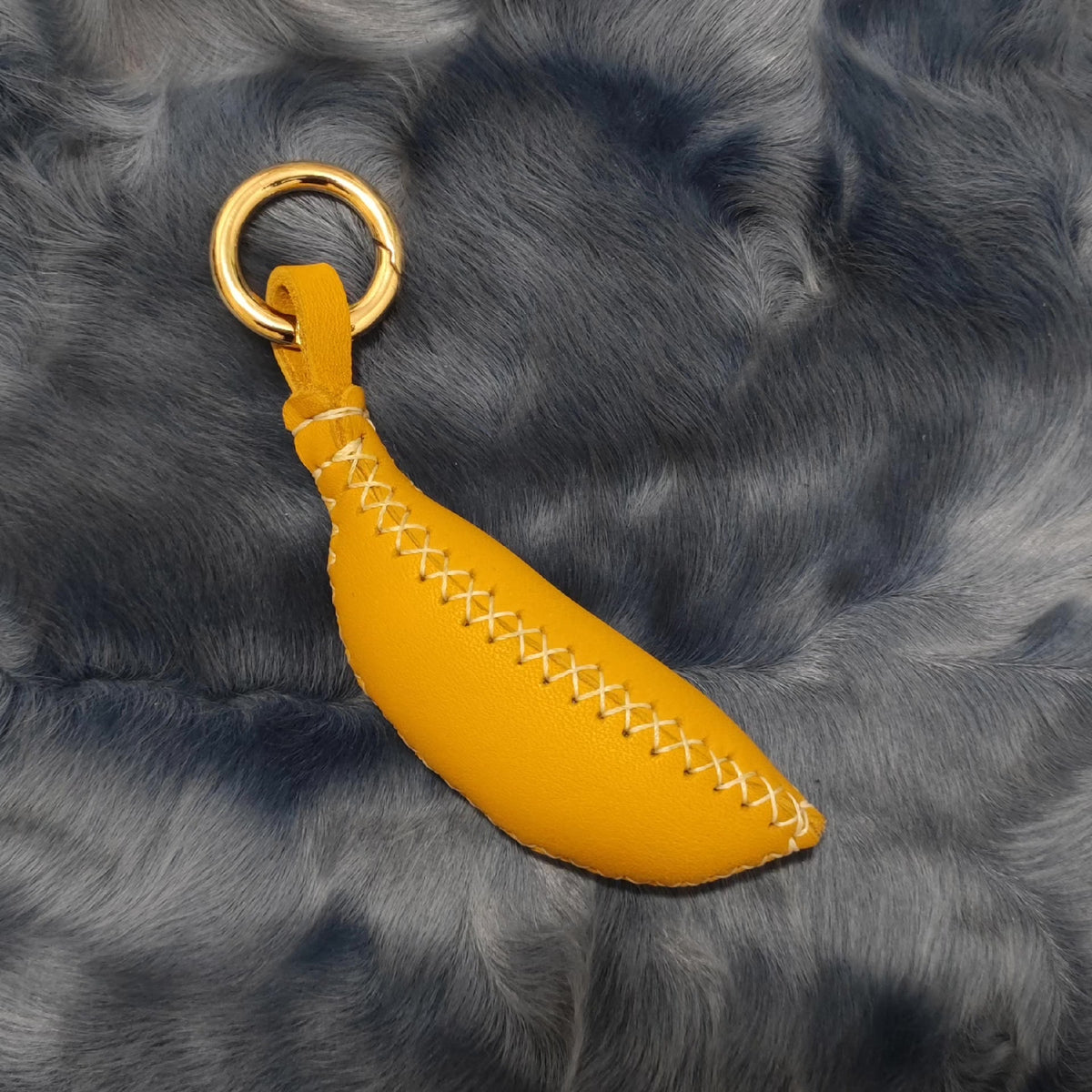 Handcrafted Leather Banana Bag Charm Keychain