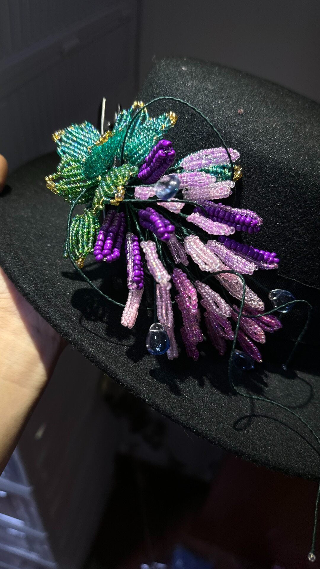 Beaded Wisteria Floral Hairpin Brooch Accessory
