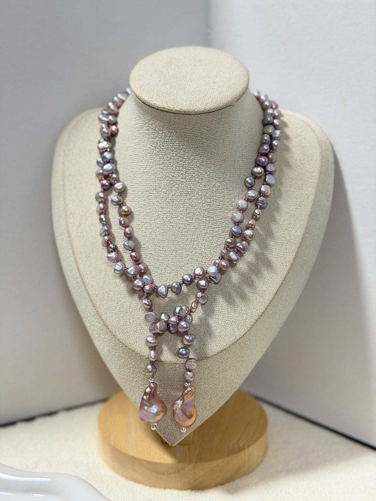Purple Freshwater Pearl Scarf Necklace 90cm