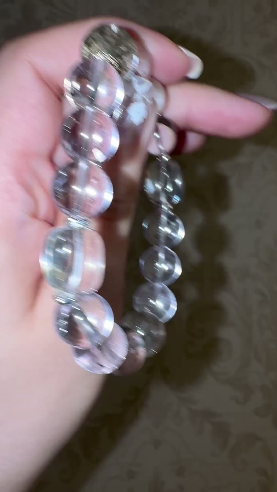 Pale Amethyst Green Phantom Quartz Beaded Bracelet