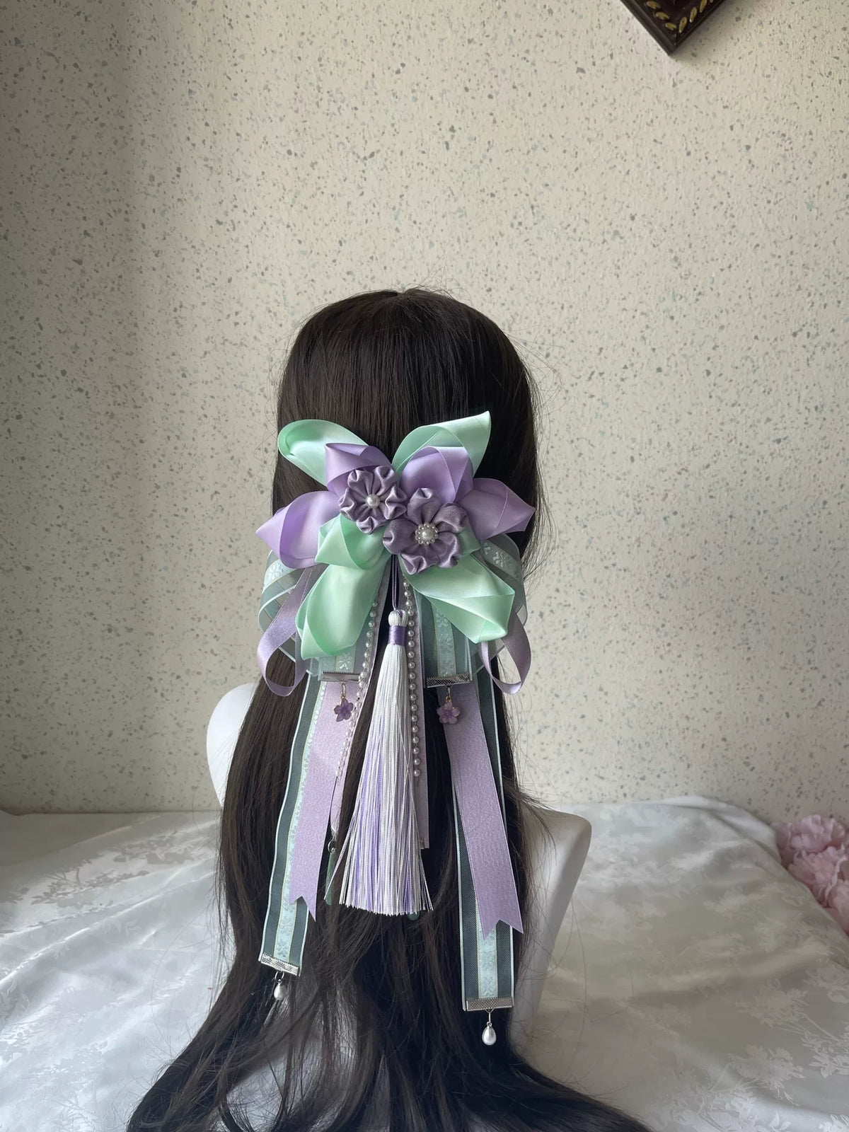 Pince à cheveux nœud Lolita lavande et menthe