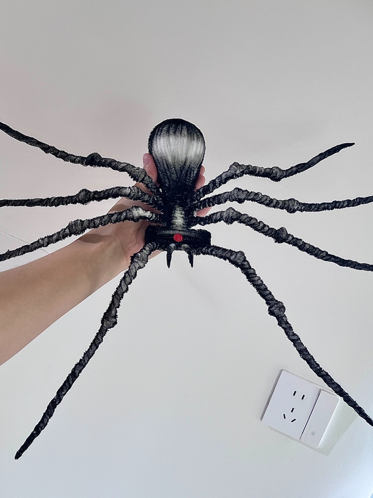 Handcrafted Black Chenille Spider Plush