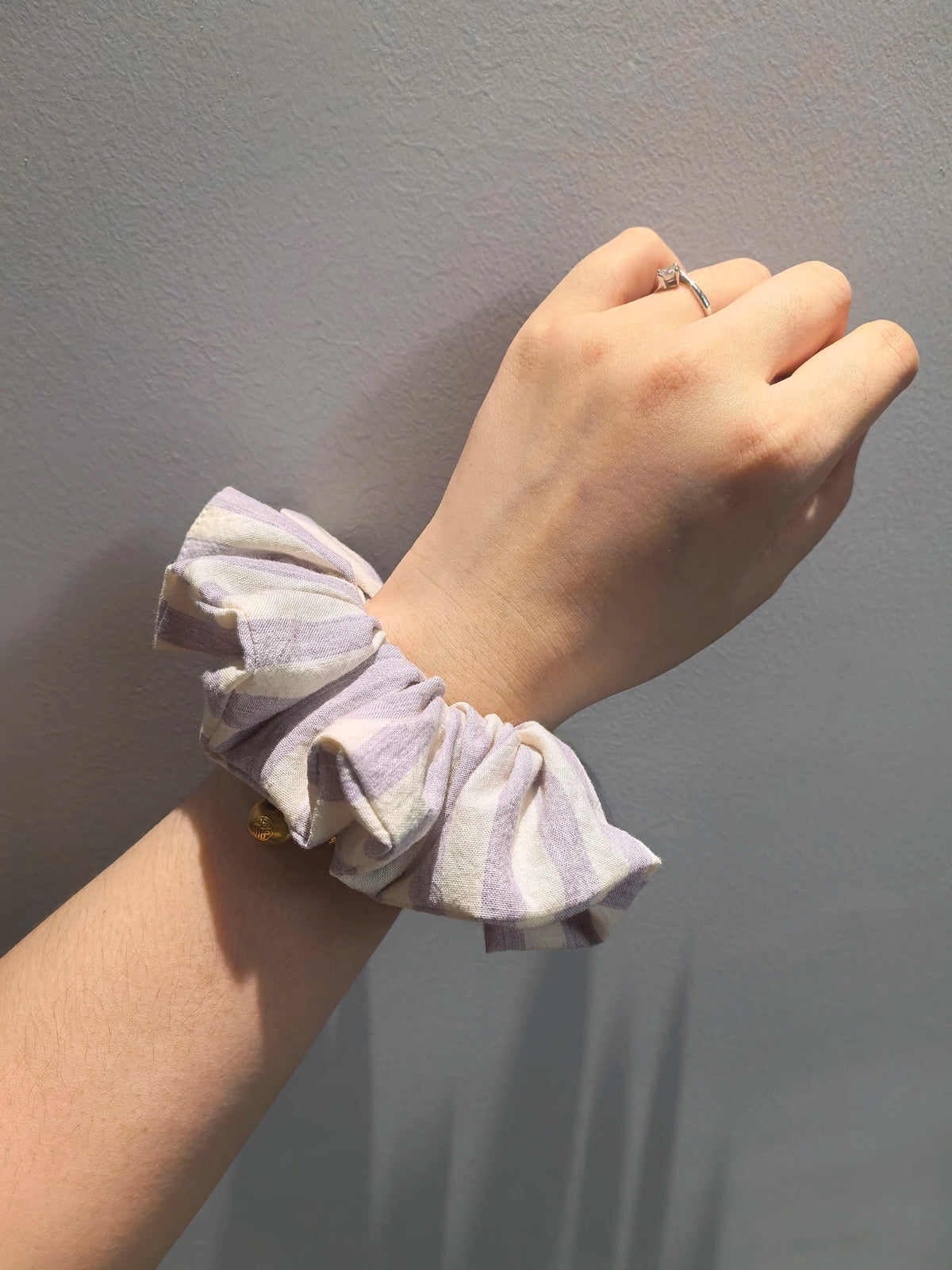 Light Purple Striped Cotton Scrunchie