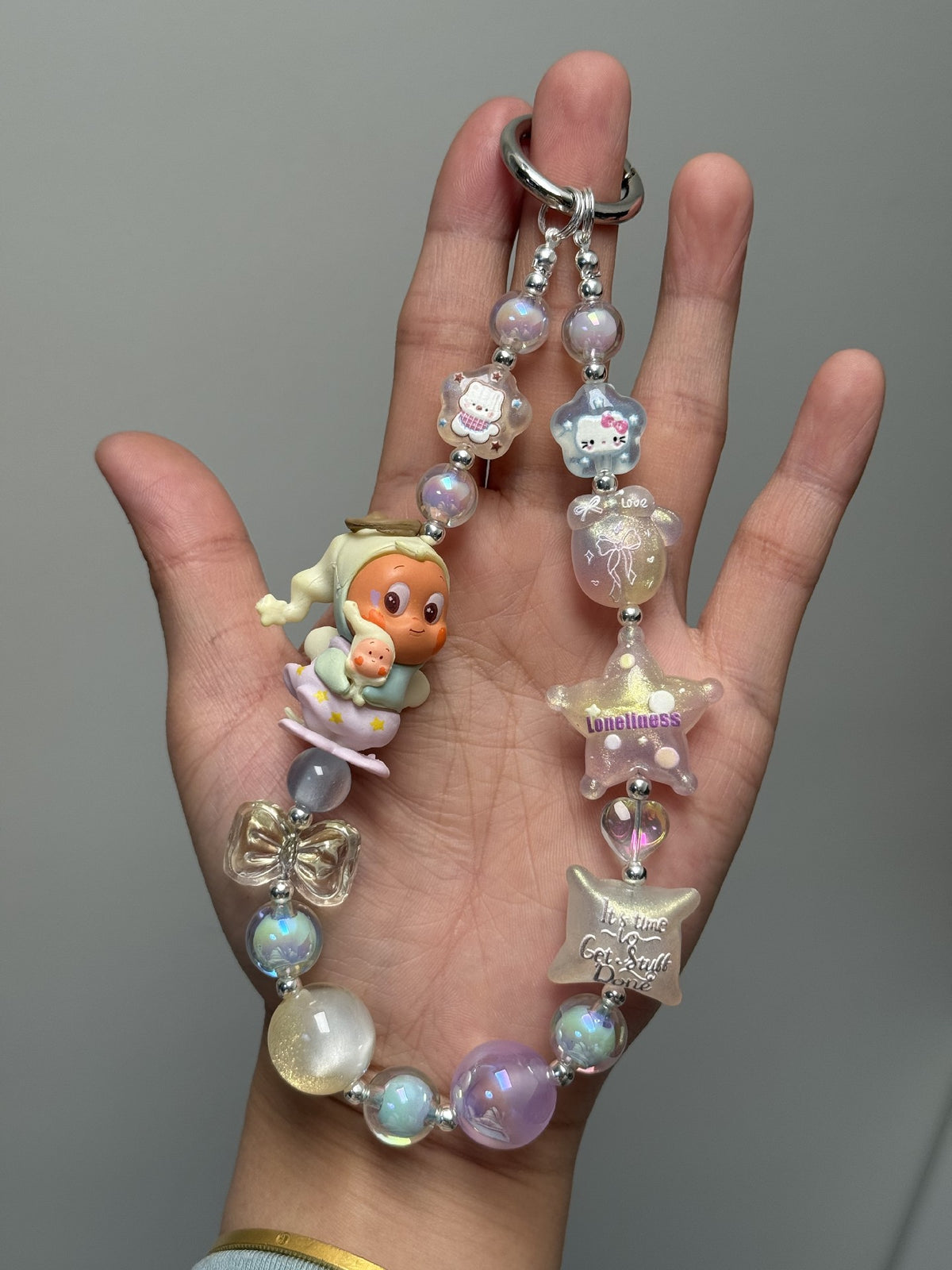 Beaded Phone Strap Pastel Star Charm