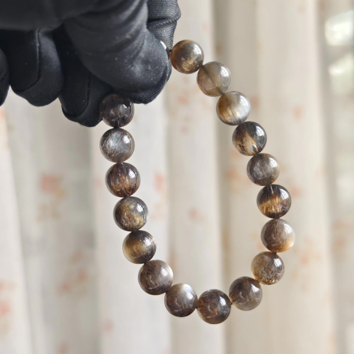 Rutilated Quartz Beaded Bracelet 10mm Cat Eye