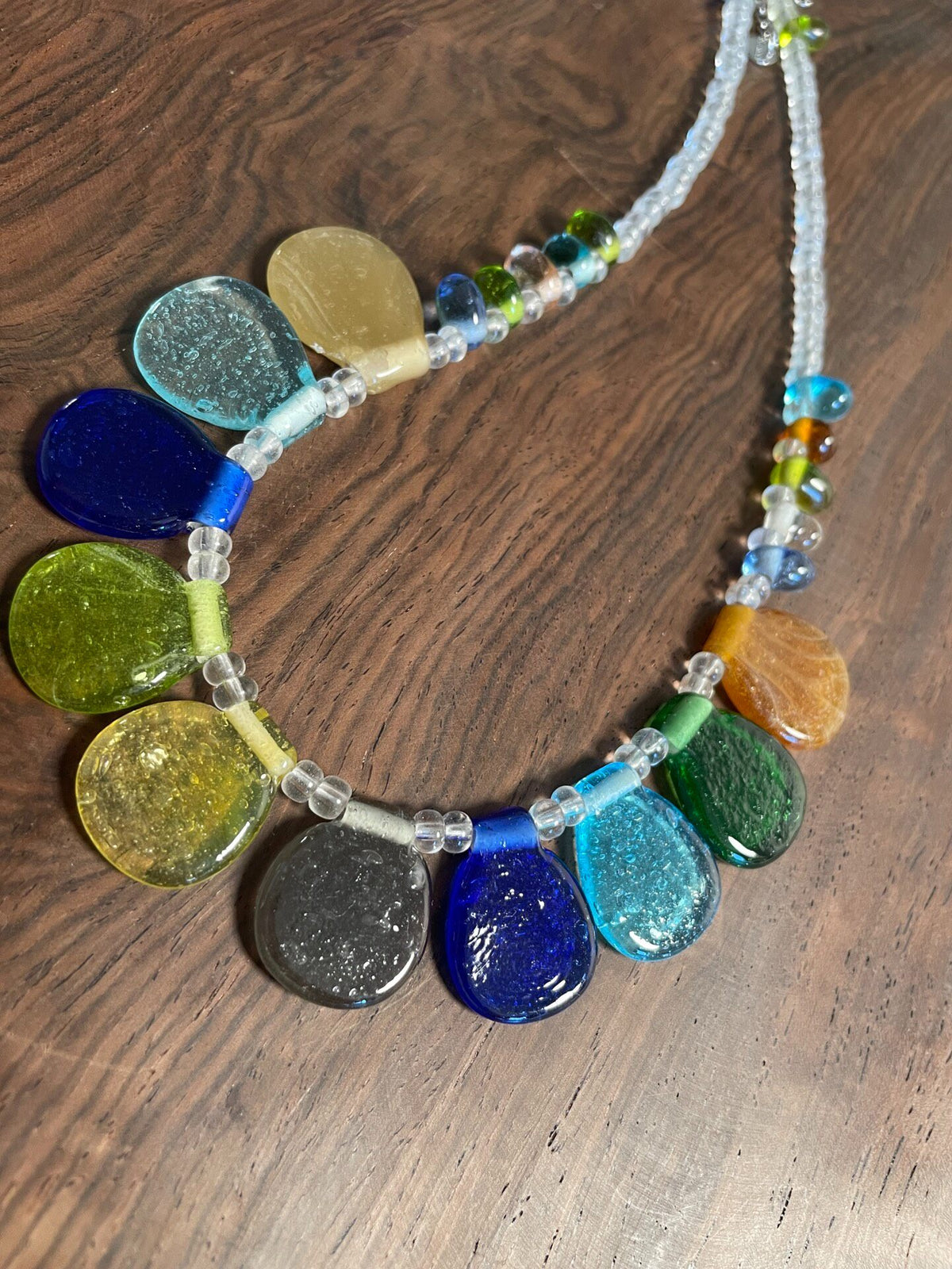 Handmade Glass Bead Necklace Blue Cobalt
