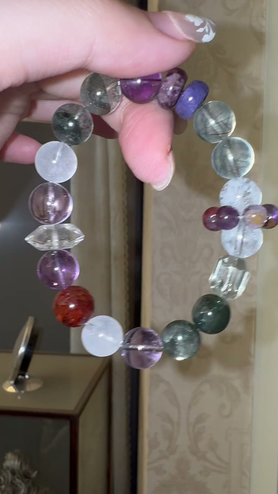 Multi Gemstone Crystal Bracelet Amethyst Phantom Quartz