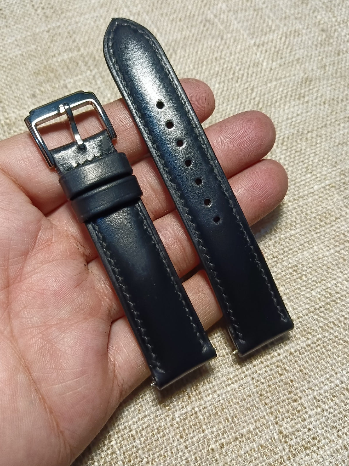 Black Leather Watch Strap 20mm 18mm