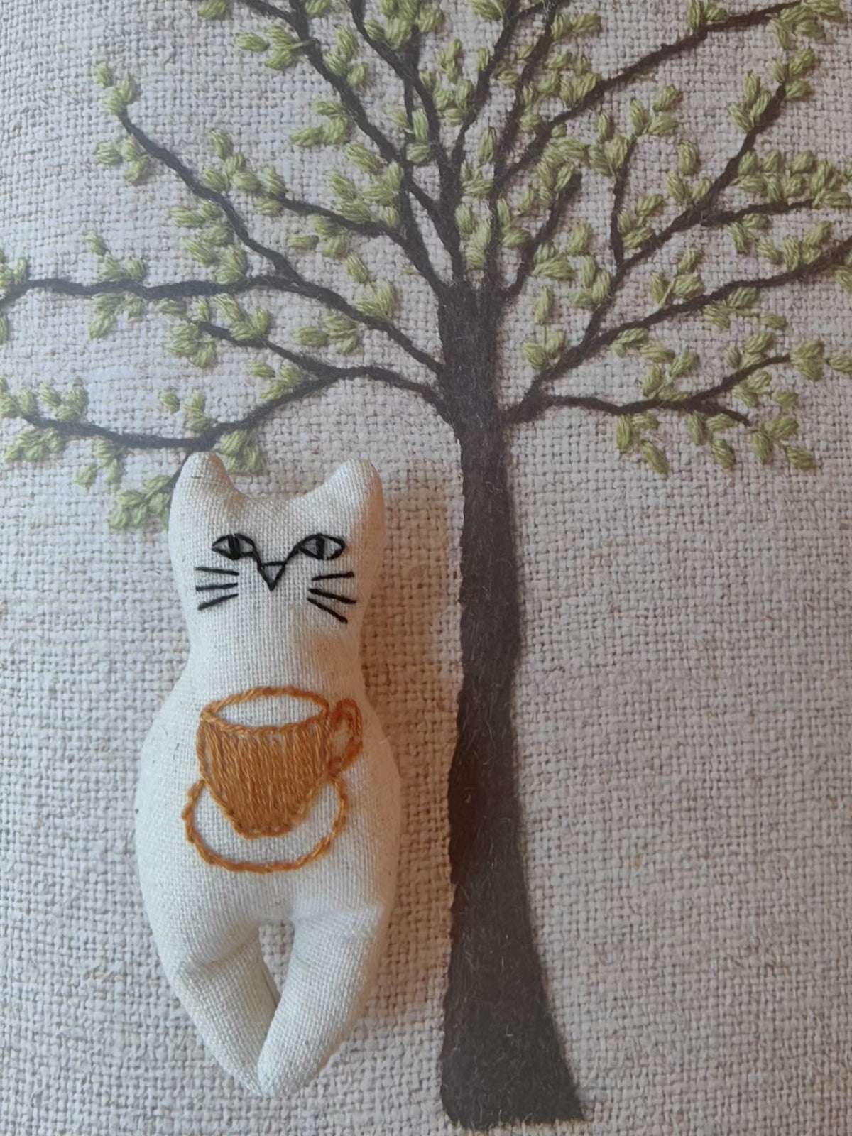 Embroidered Cat Sachet Keychain Brooch Pendant