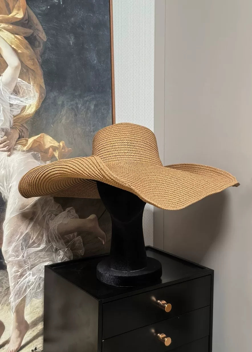Breitkrempiger Honig-Beige Strohhut
