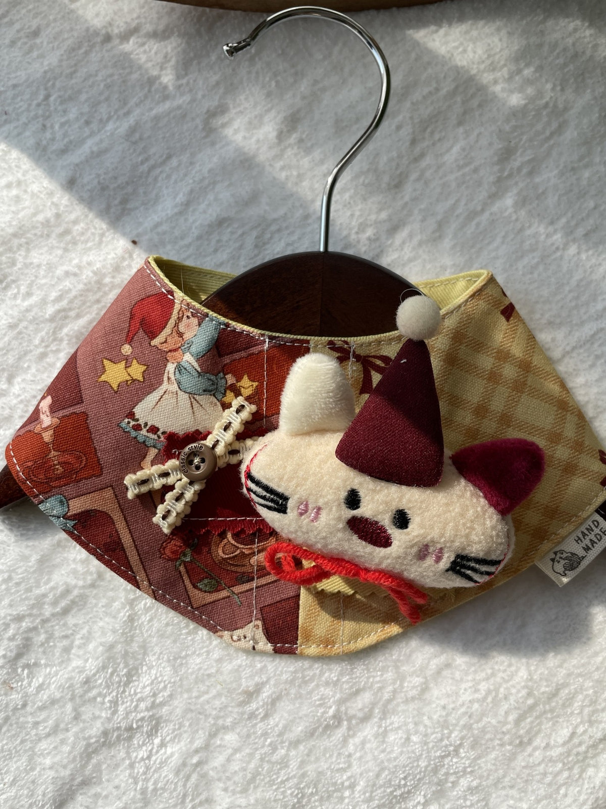 ハンドメイド 赤×黄 ペットバンダナ よだれカバー