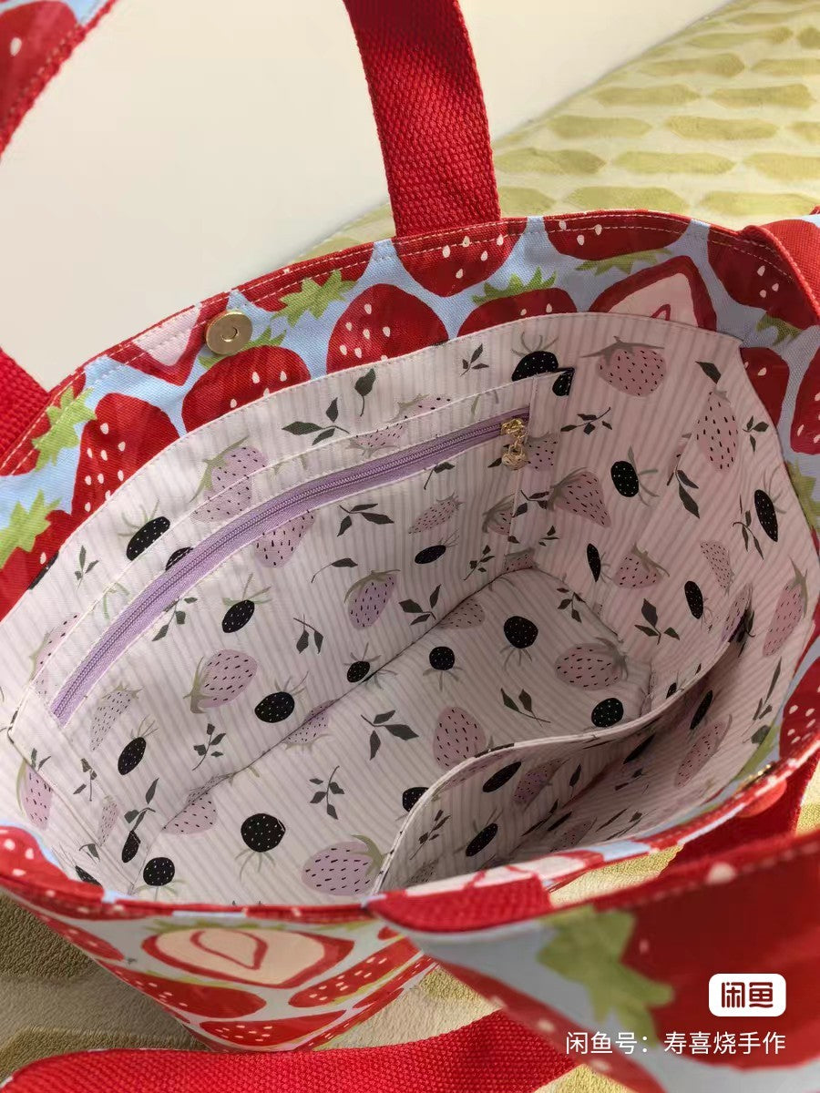 Strawberry Tote Bag with Coin Pouch