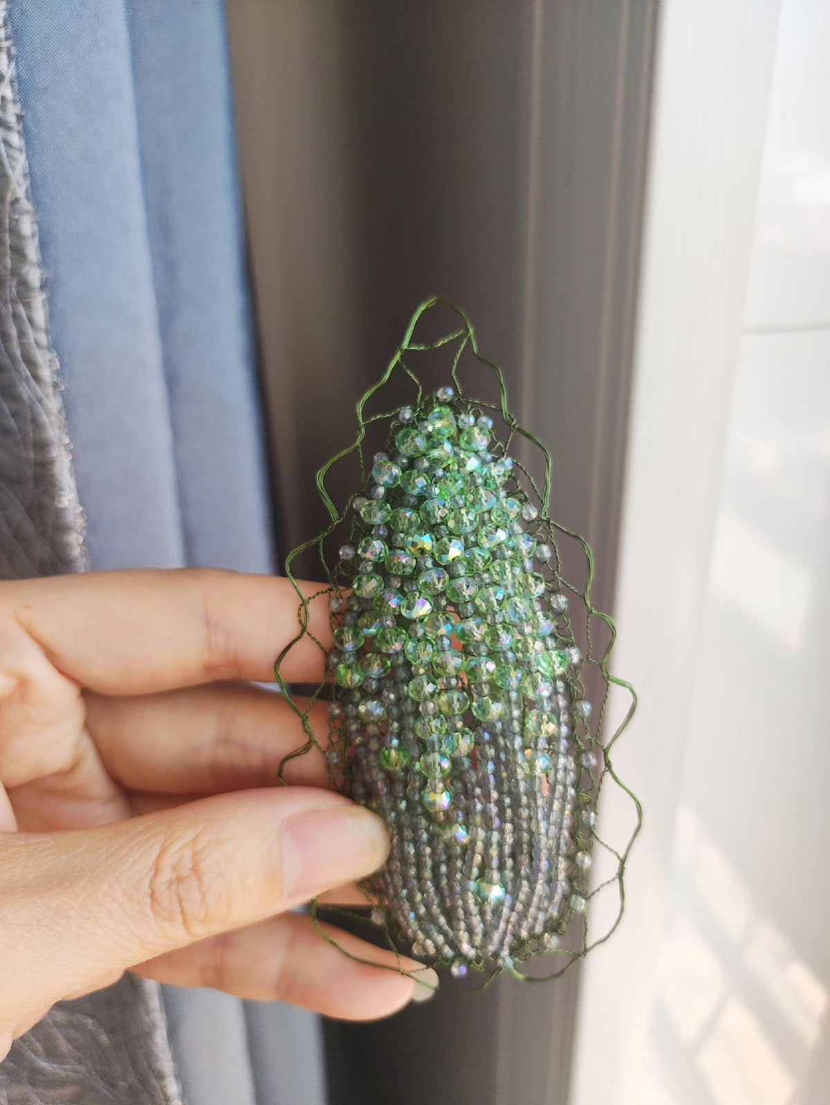 Leaf BB Clip Iridescent Beaded Hair Accessory