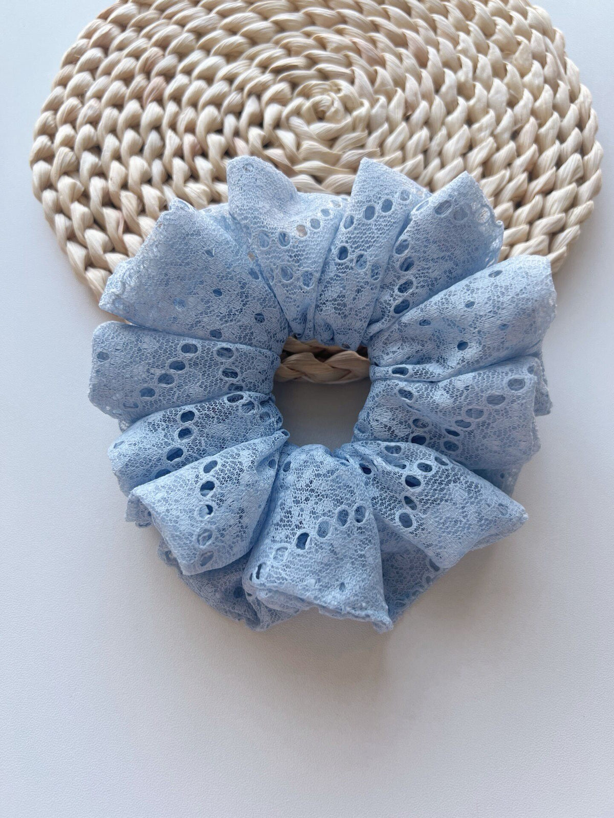 Vintage Grey-Blue Lace Scrunchie