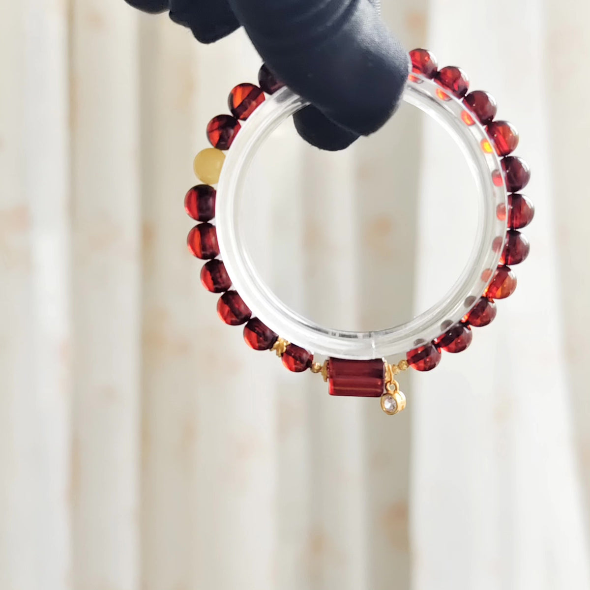 Blutbernstein-Armband mit Honigbernstein und Silber