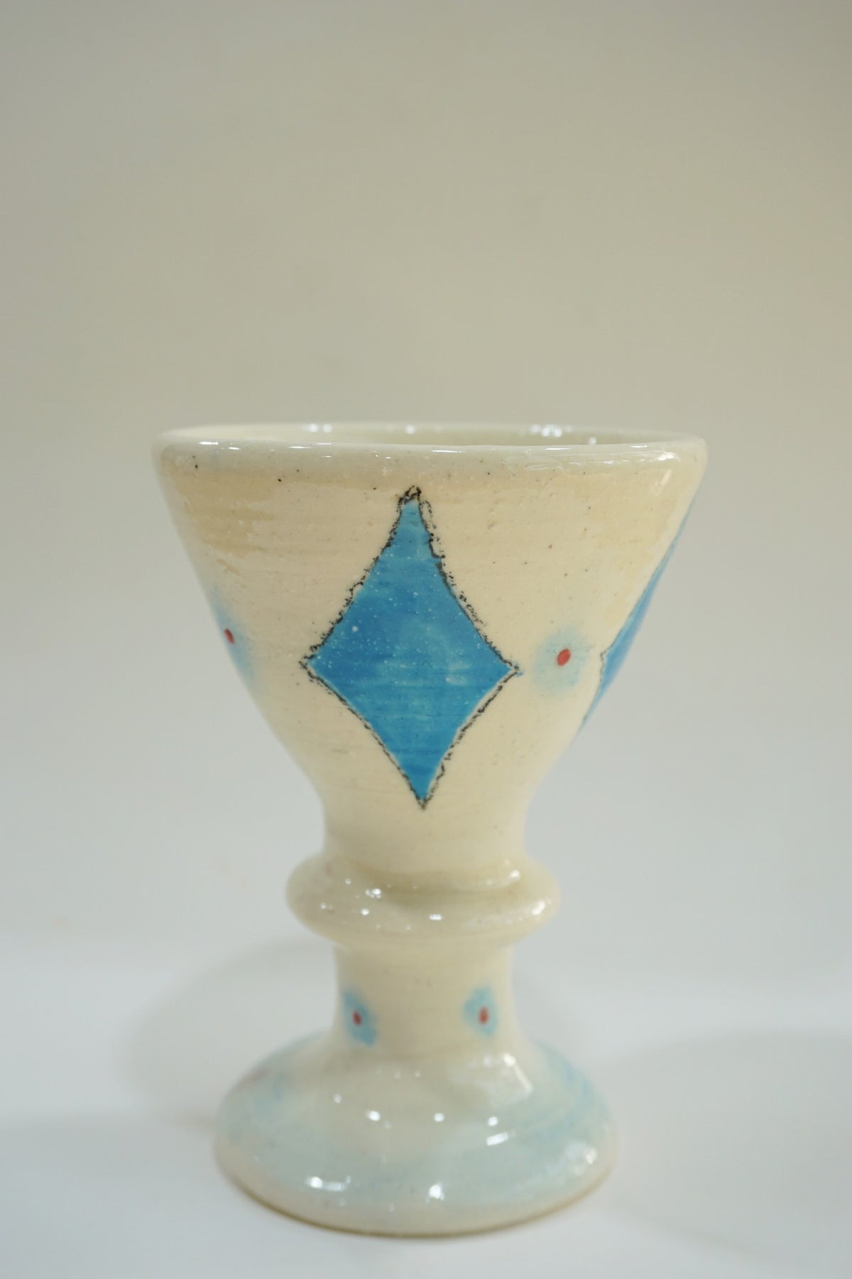 Handcrafted Ceramic Candle Holder Blue Diamond