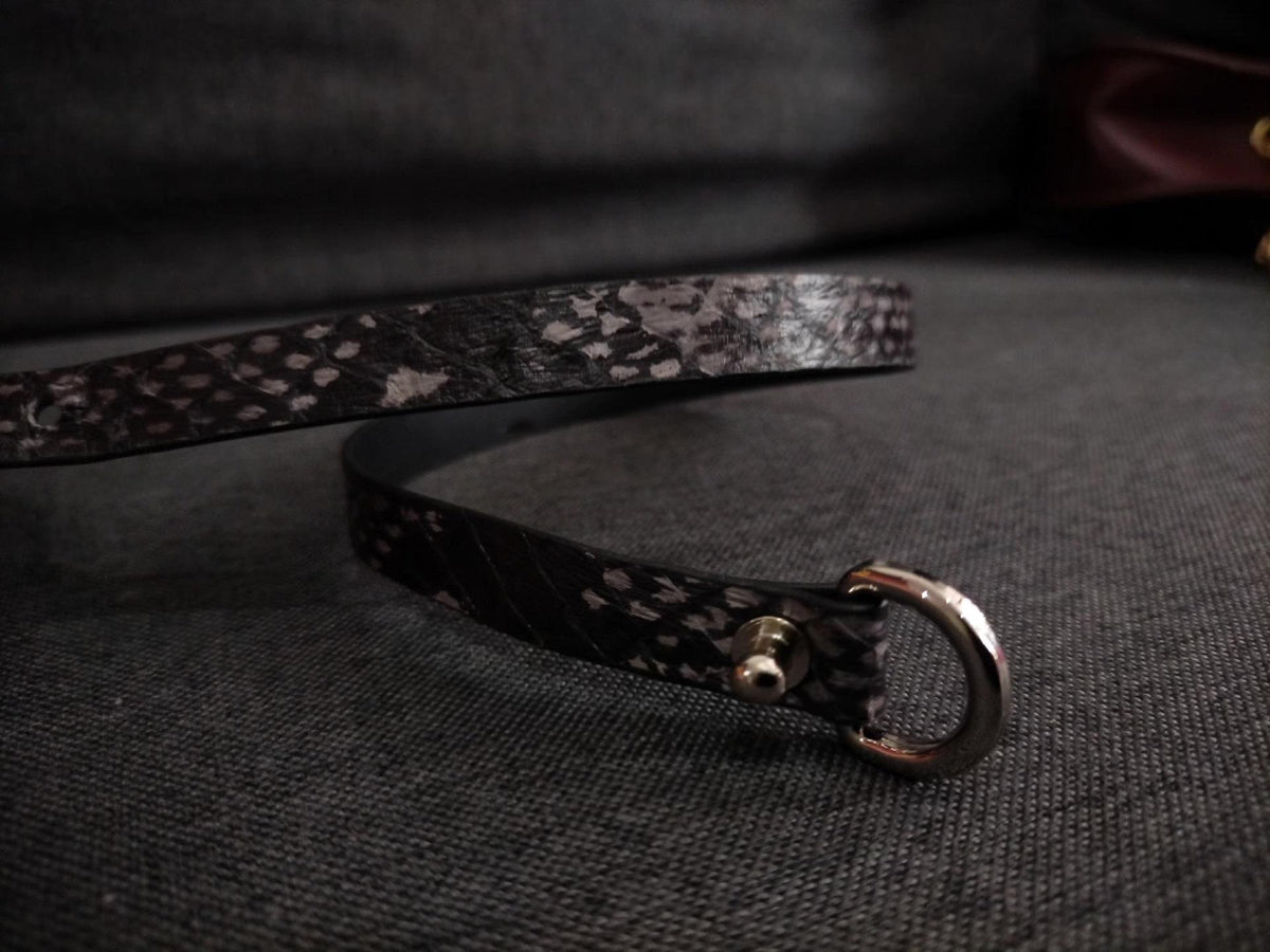 Handmade Leather Grey Snake Choker Bracelet