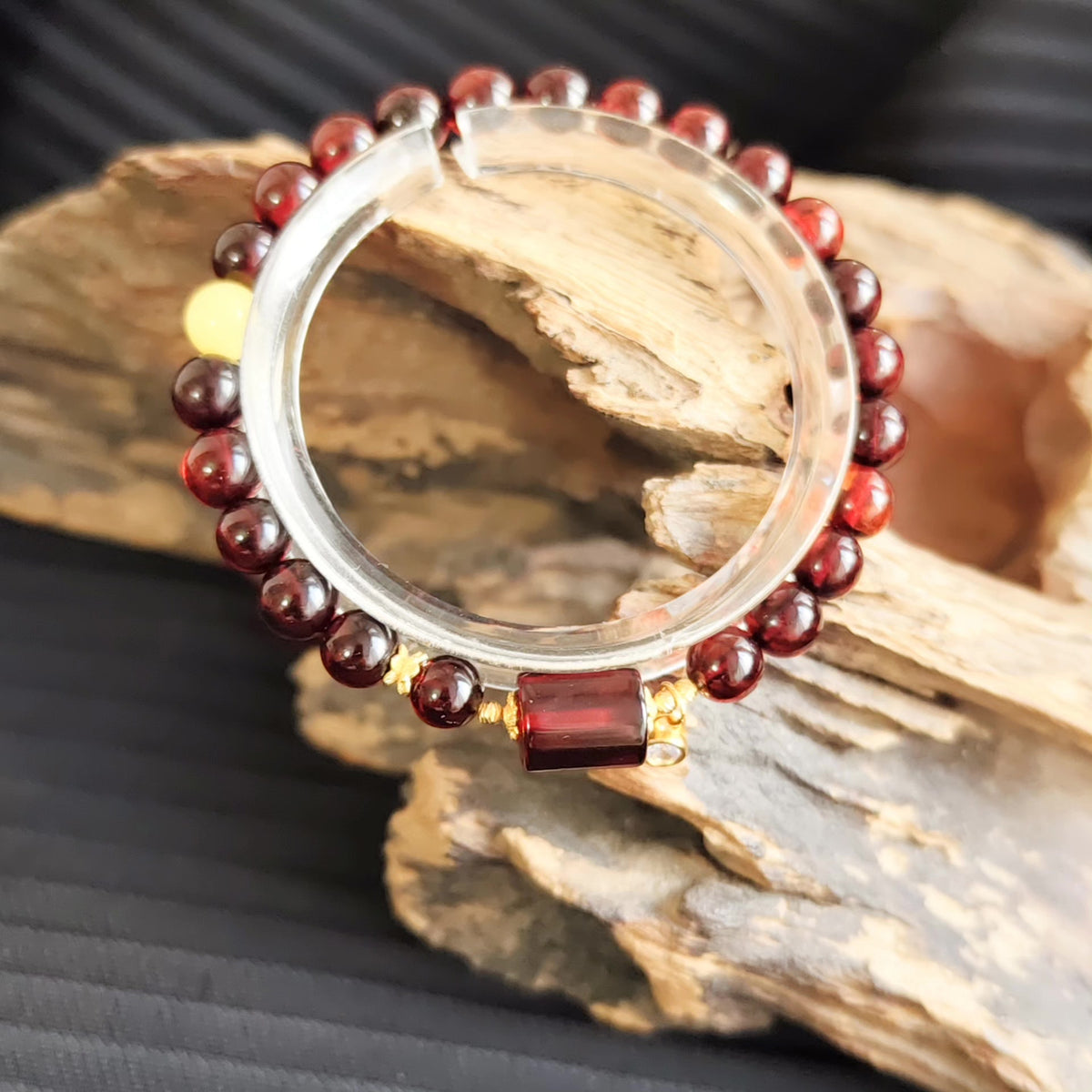 Blutbernstein-Armband mit Honigbernstein und Silber