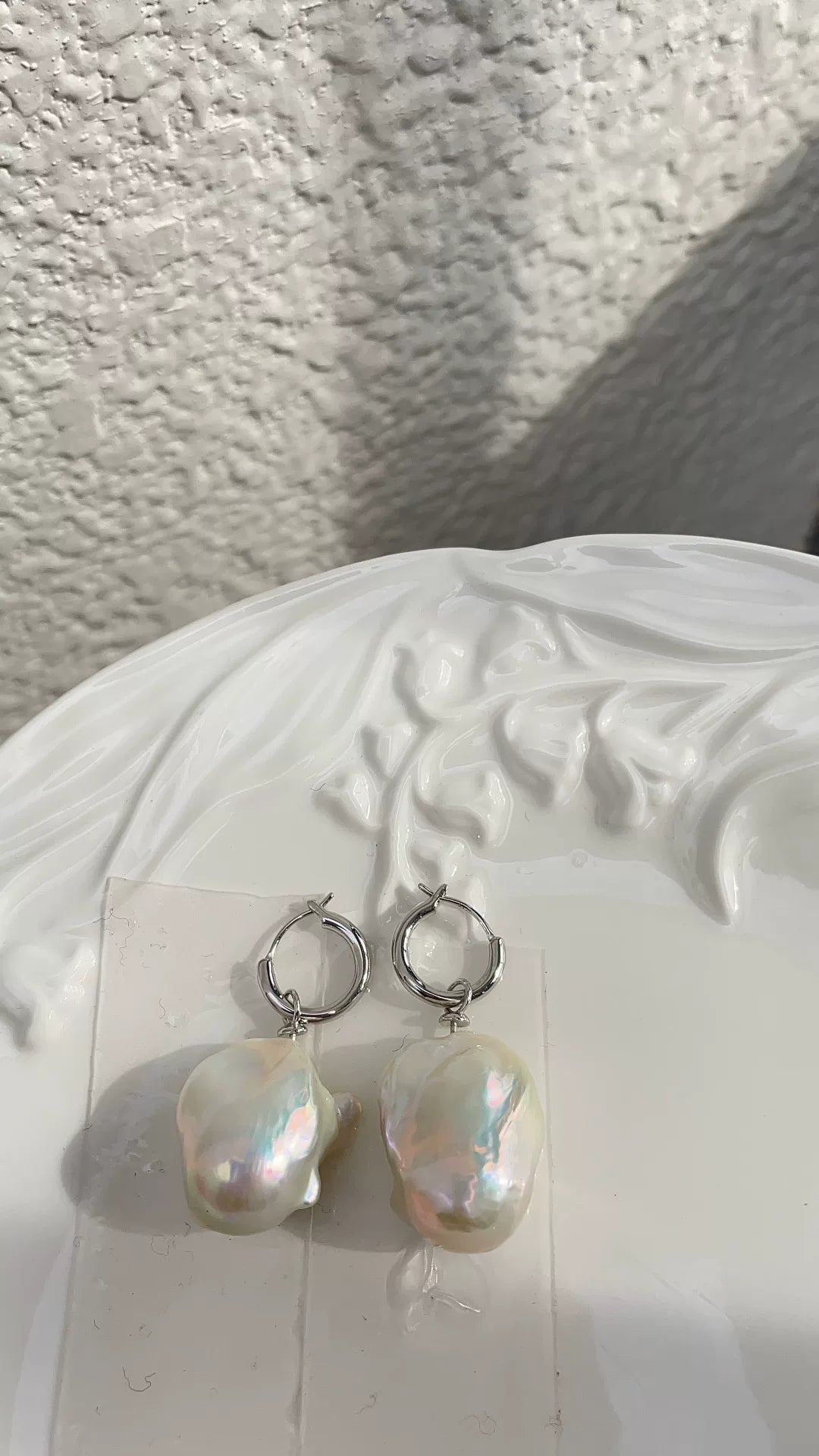 Large Baroque Freshwater Pearl Pair Silver Blue
