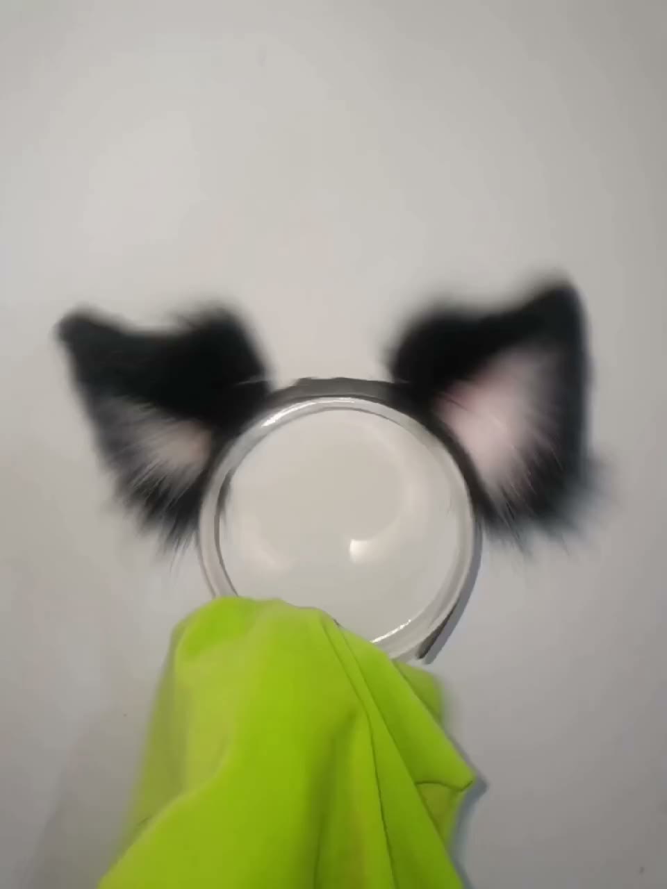 Black Faux Fur Moving Cat Ear Headband
