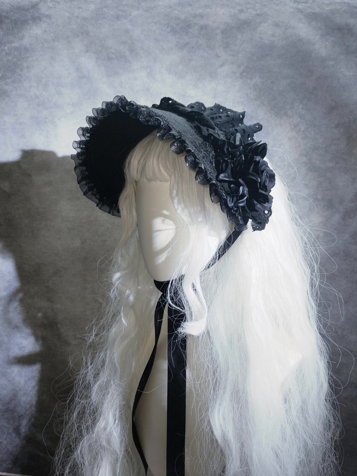Gothic Lolita Black Bonnet Hat