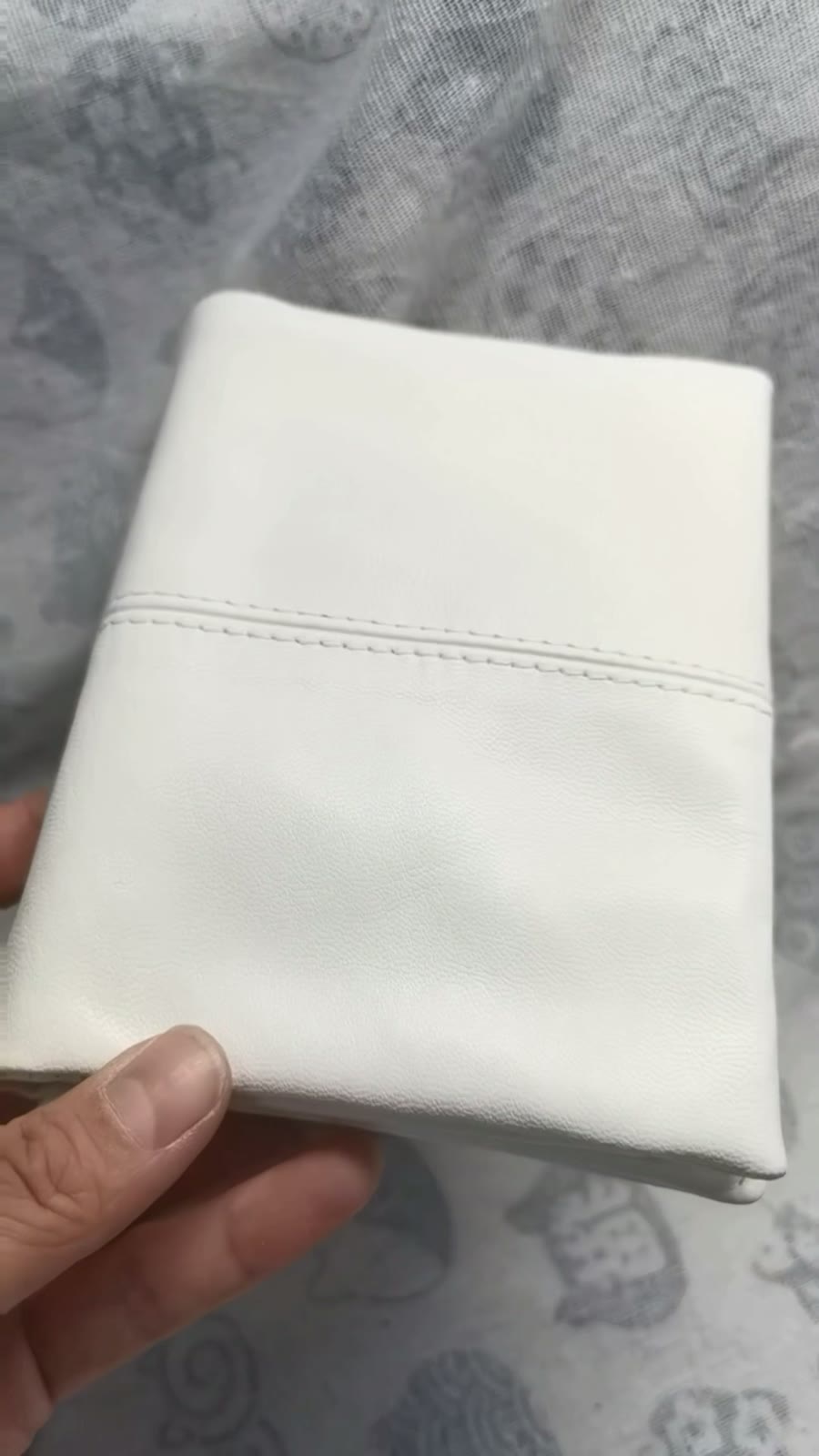 Cream White Goat Leather A7 Ring Binder Cover