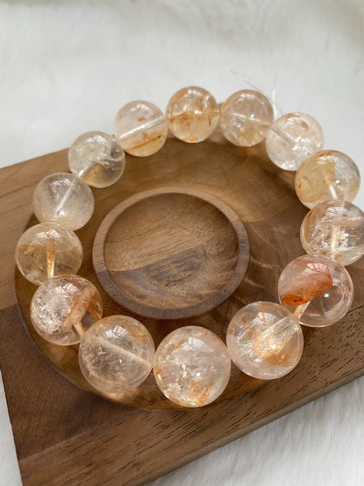 Natural Quartz Crystal Beaded Bracelet 16.5mm