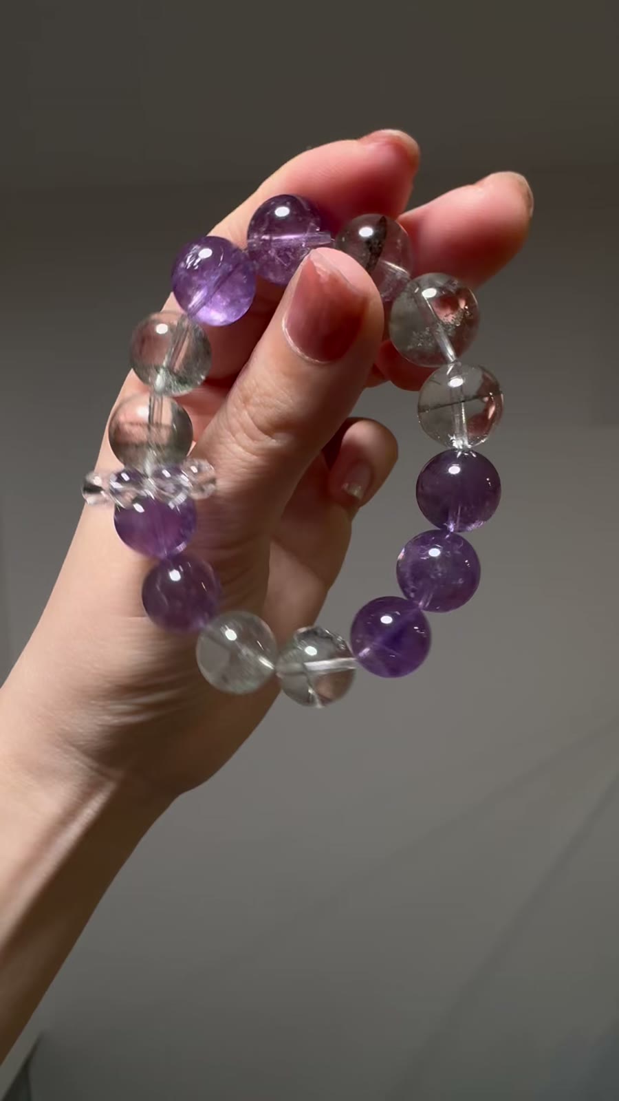 Green Phantom Quartz Amethyst Beaded Bracelet