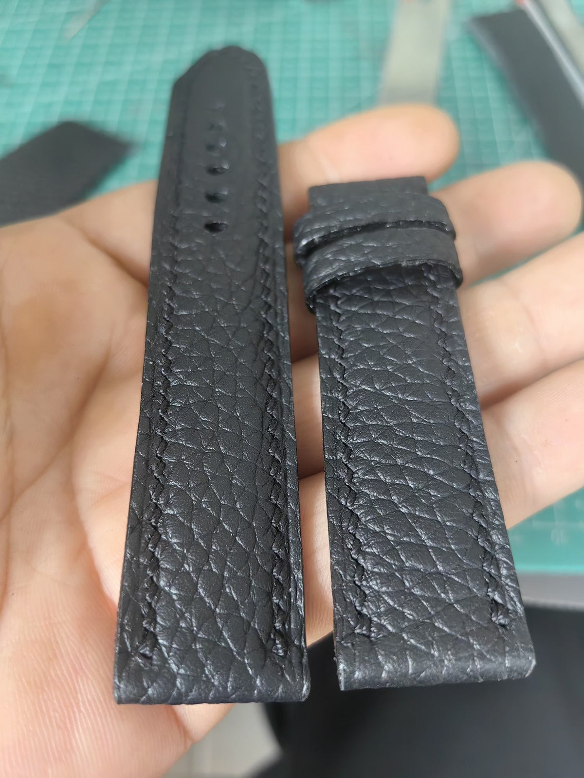 Handmade Leather Watch Strap 22mm Black