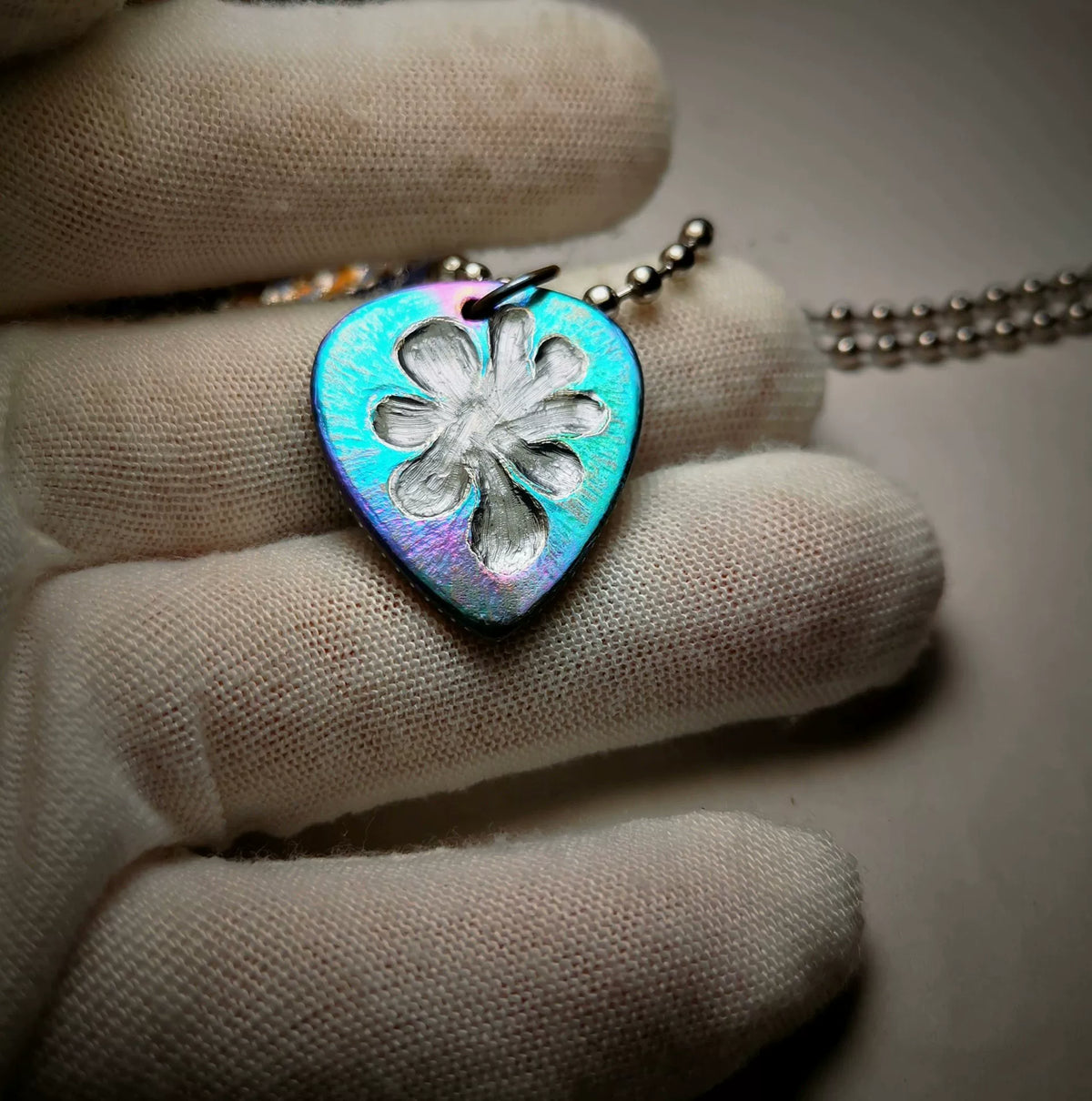 Pure Titanium Double Sided Engraved Pendant Necklace