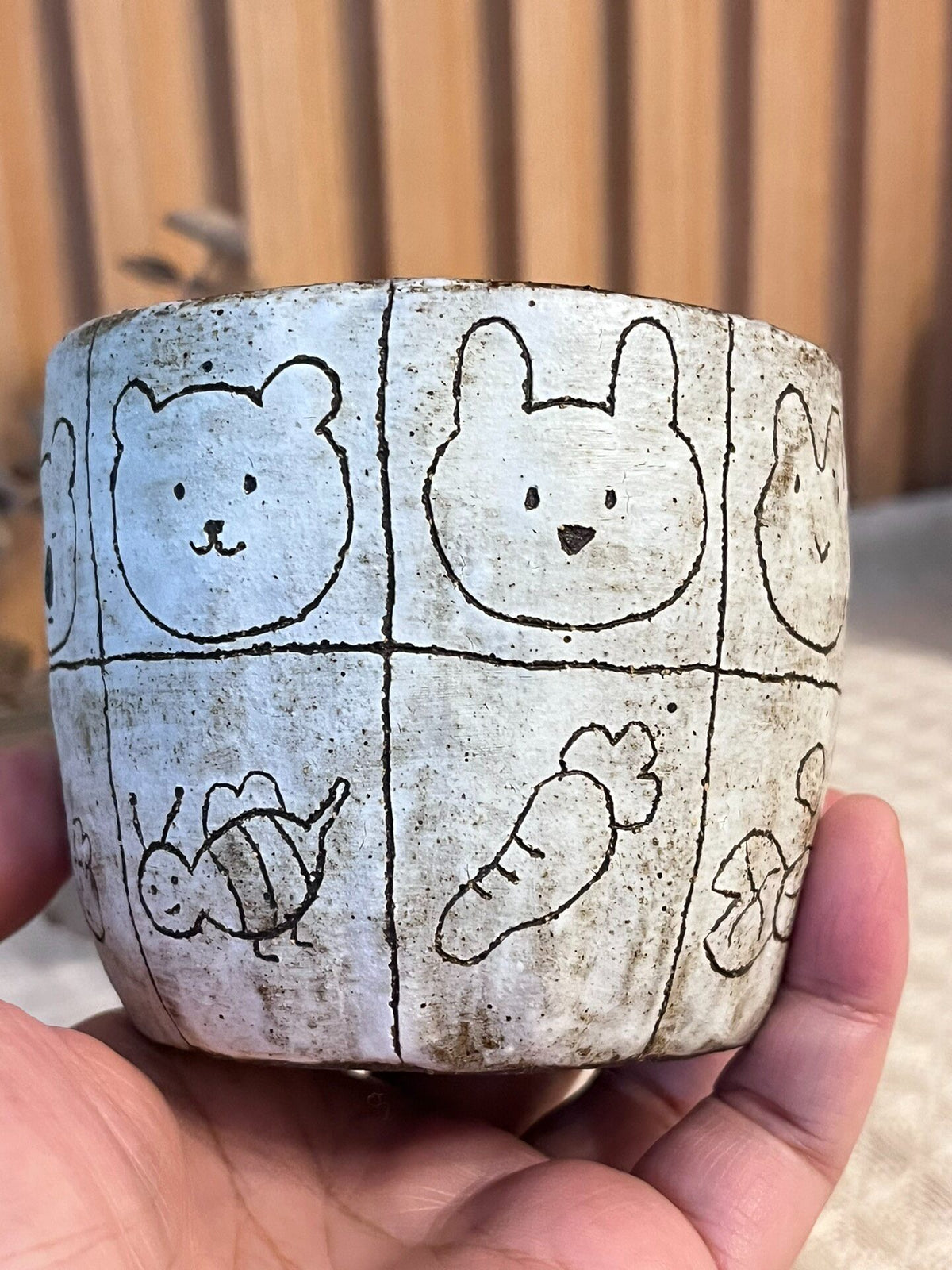 Handmade Black Clay Animal Head Mug