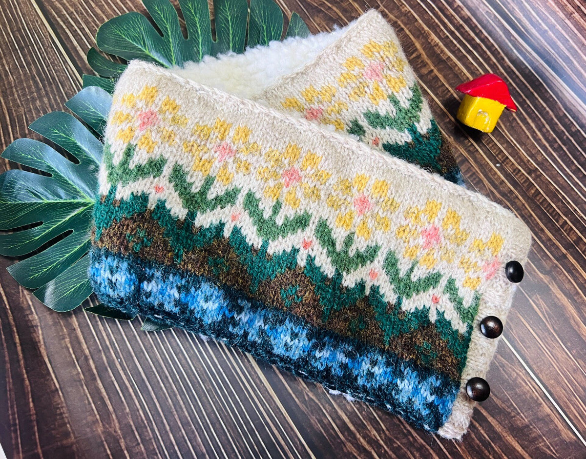 Shetland Jacquard Scarf with Fleece Lining