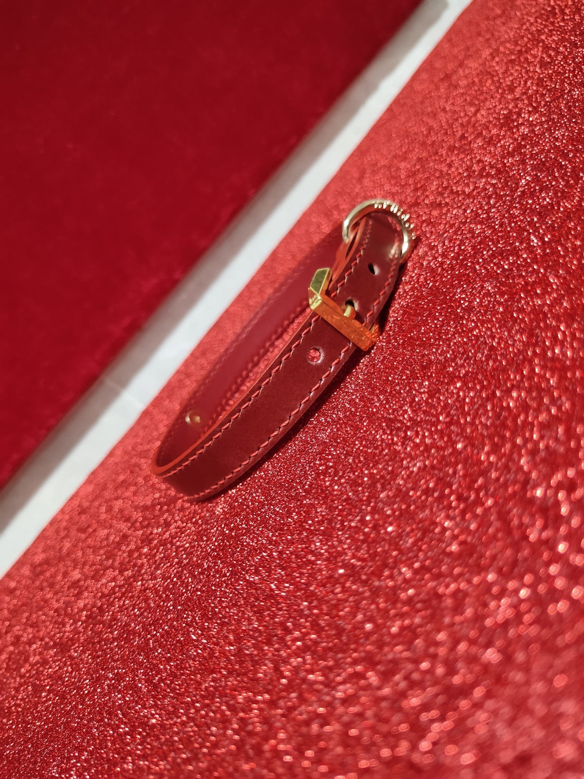 Wine Red Handmade Leather Collar Gold Hardware