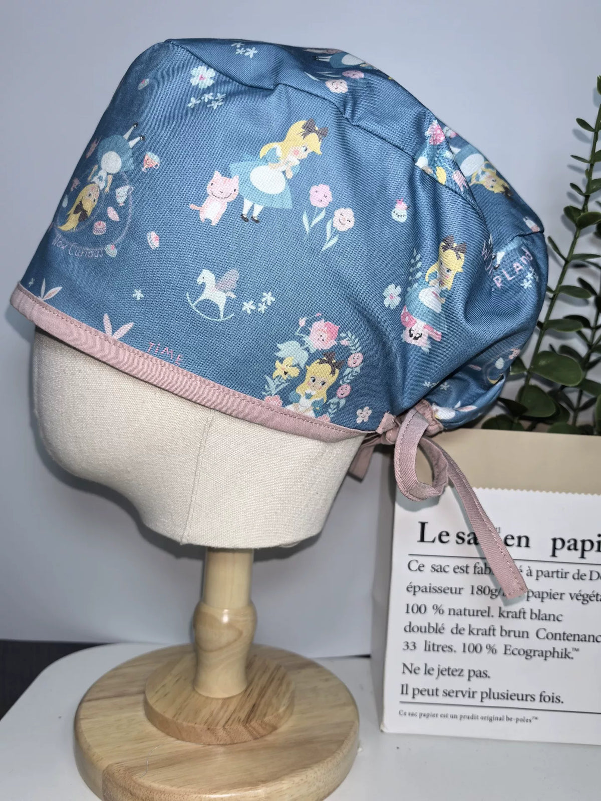 Katoenen Bouffant Cap Alice Print