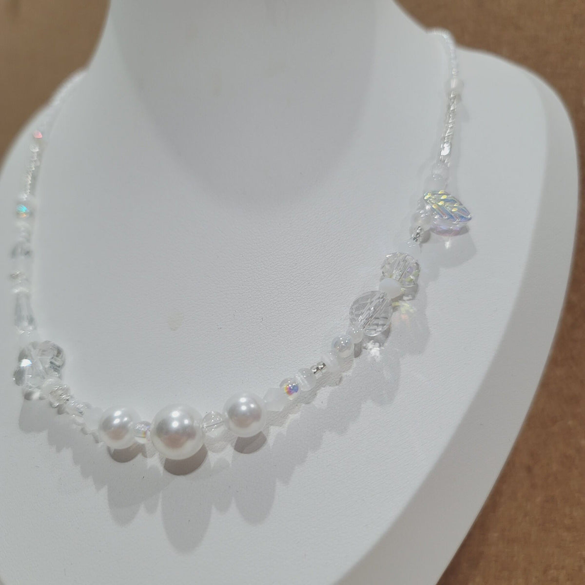 Seed Bead Imitation Pearl Crystal Beaded Necklace