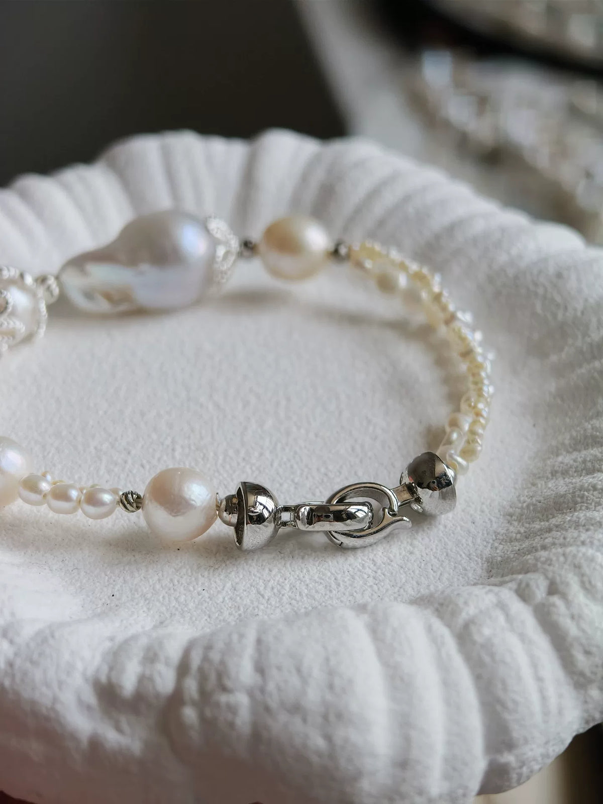 Baroque Pearl Bracelet with Titanium Steel Charms
