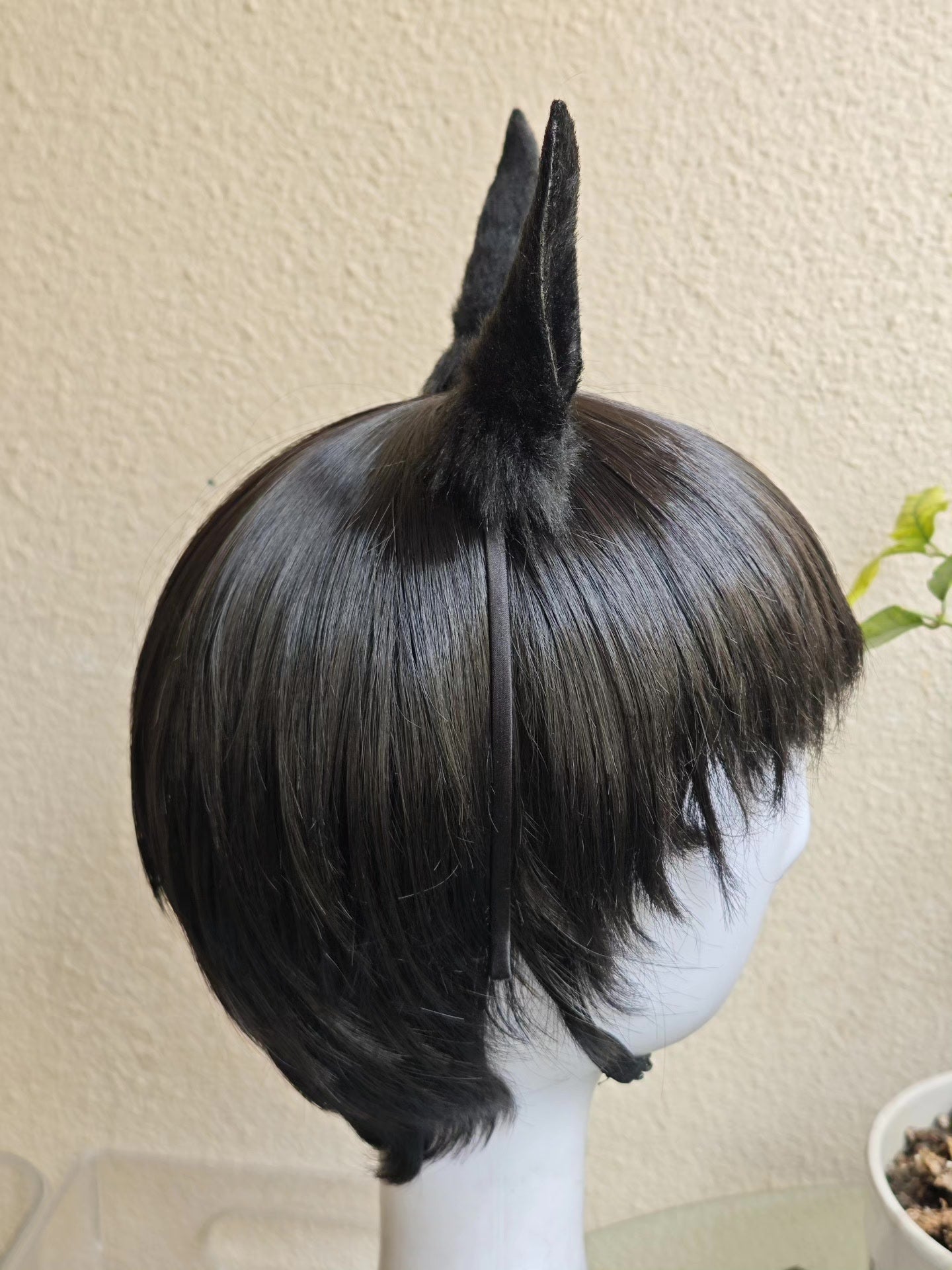 Black Plush Horse Ears Headband
