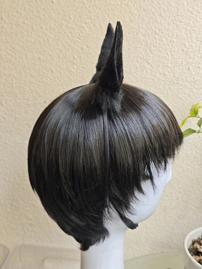 Black Plush Horse Ears Headband