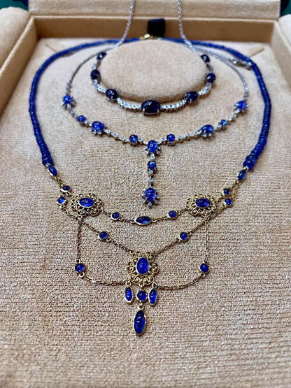Royal Blue Gemstone & White Pearl Jewelry Collection