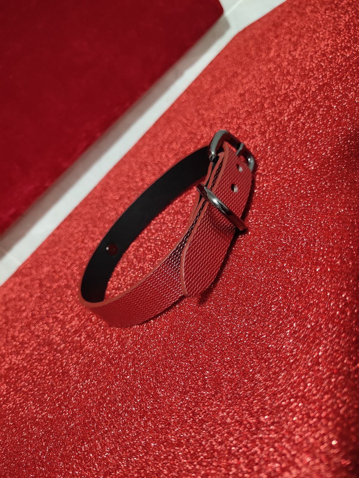 Wine Red and Black Collar Leash Chain Set