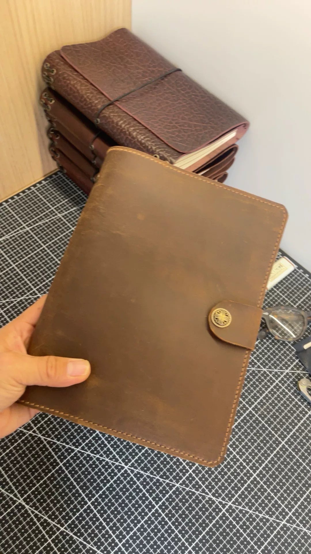 Couverture de carnet A5 en cuir Crazy Horse